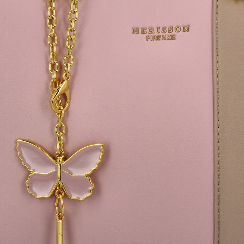 Torebka Damska Modny Kuferek firmy Herisson Pudrowy Róż/Błękitna