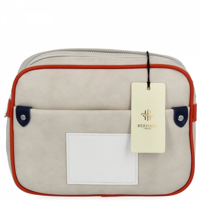 Dwukomorowa Torebka Listonoszka firmy Herisson Beżowa/Pomarańczowa