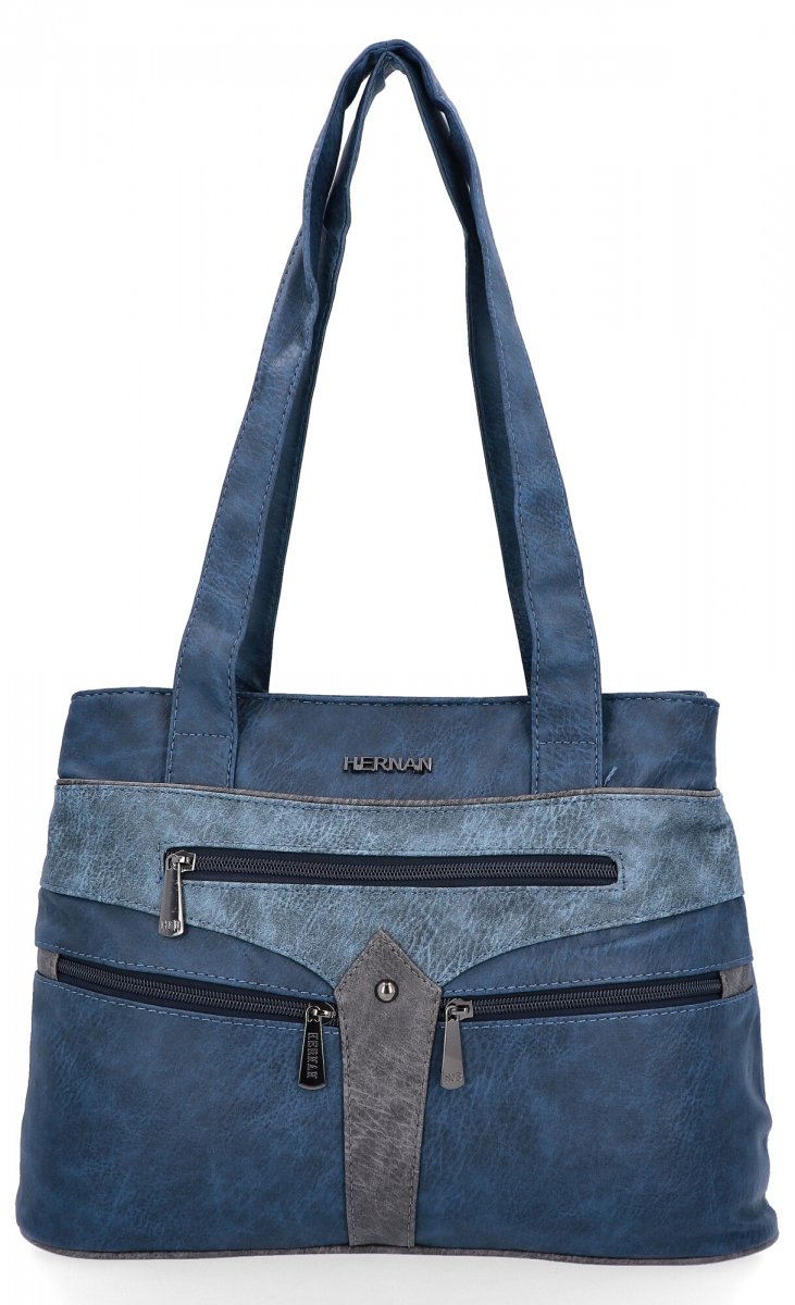 Torebka Damska typu Shopper Bag firmy Hernan Granatowa/Morska