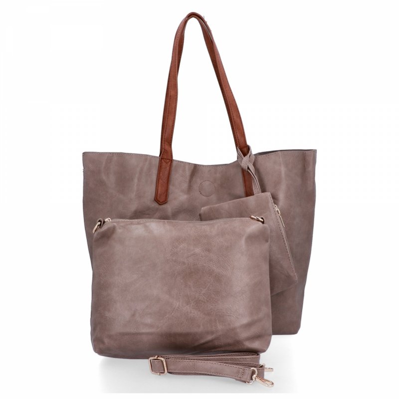 Torebka Damska Shopper Bag XXL firmy Herisson Ciemno Beżowa