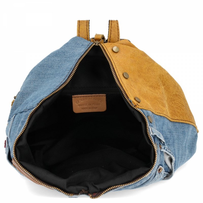 Modny Plecak Damski XL Rudy/Jeansowy