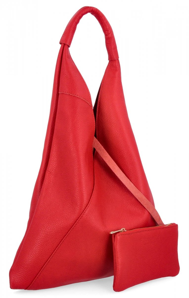 Torebka Skórzana Shopper Bag z Etui Czerwona