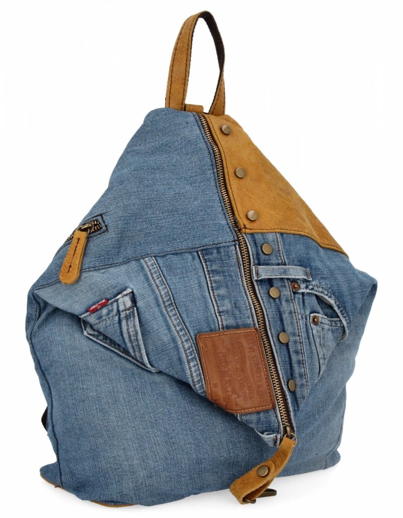 Modny Plecak Damski XL Rudy/Jeansowy