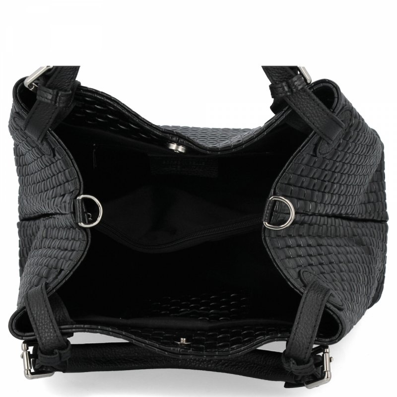 Stylowa Torebka Skórzana Shopper Bag Czarna