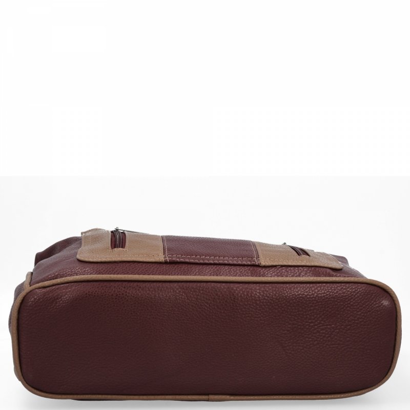 Dwukomorowa Torebka Damska Shopper Bag firmy Hernan Bordowa/Ziemista