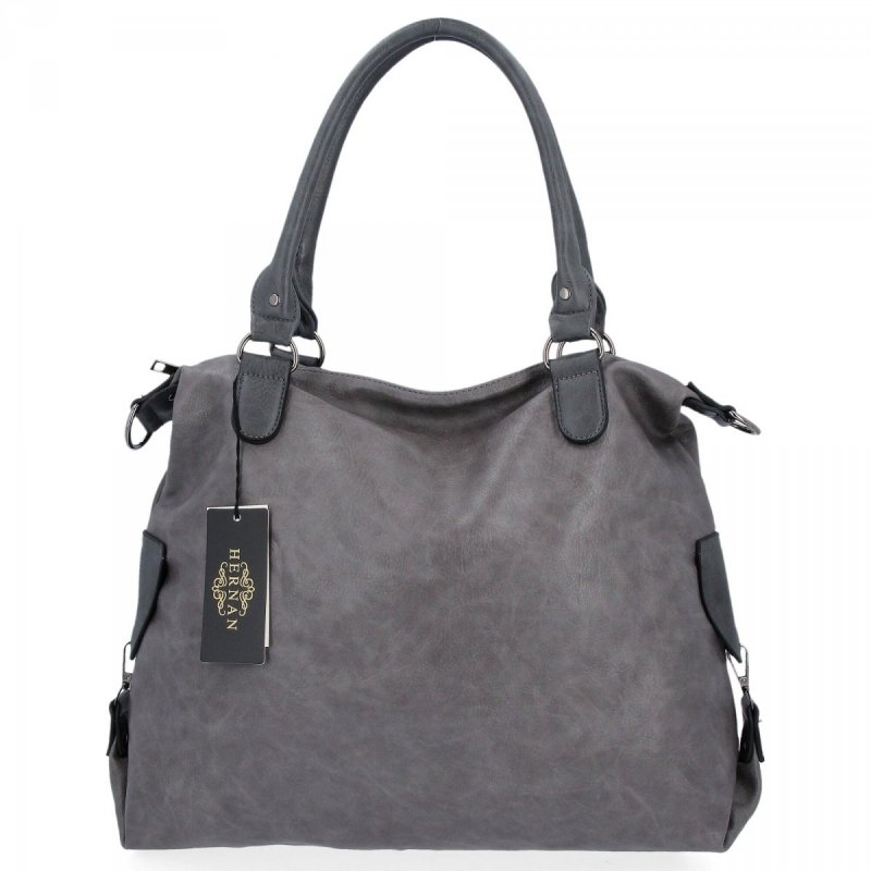 Duża Torebka Damska Shopper Bag XXL firmy Hernan Szara