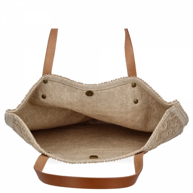 Modna Torebka Shopper Bag Ciemno Beżowa