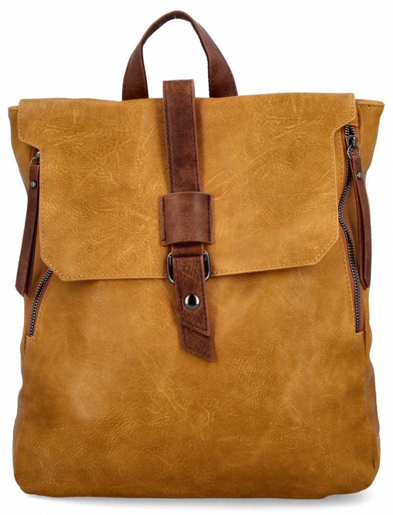 Duży Plecak Damski w Stylu Vintage firmy Herisson Musztardowy