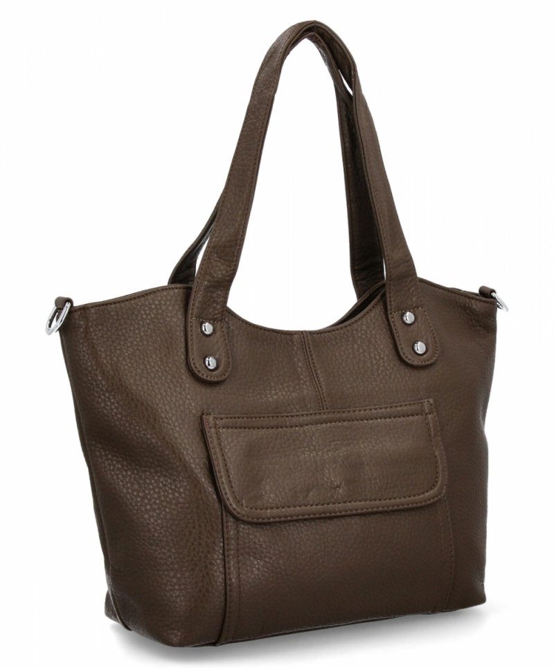 Torebka Damska typu Shopper firmy Herisson Ciemno Ziemista