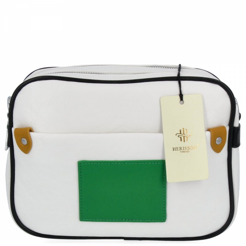 Dwukomorowa Torebka Listonoszka firmy Herisson Biała/Czarna