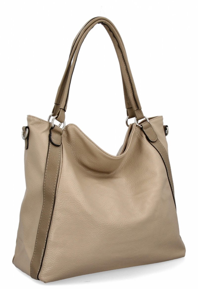 Torebka Damska Shopper Bag XL firmy Hernan HB0337 Ciemno Beżowa/Ziemista