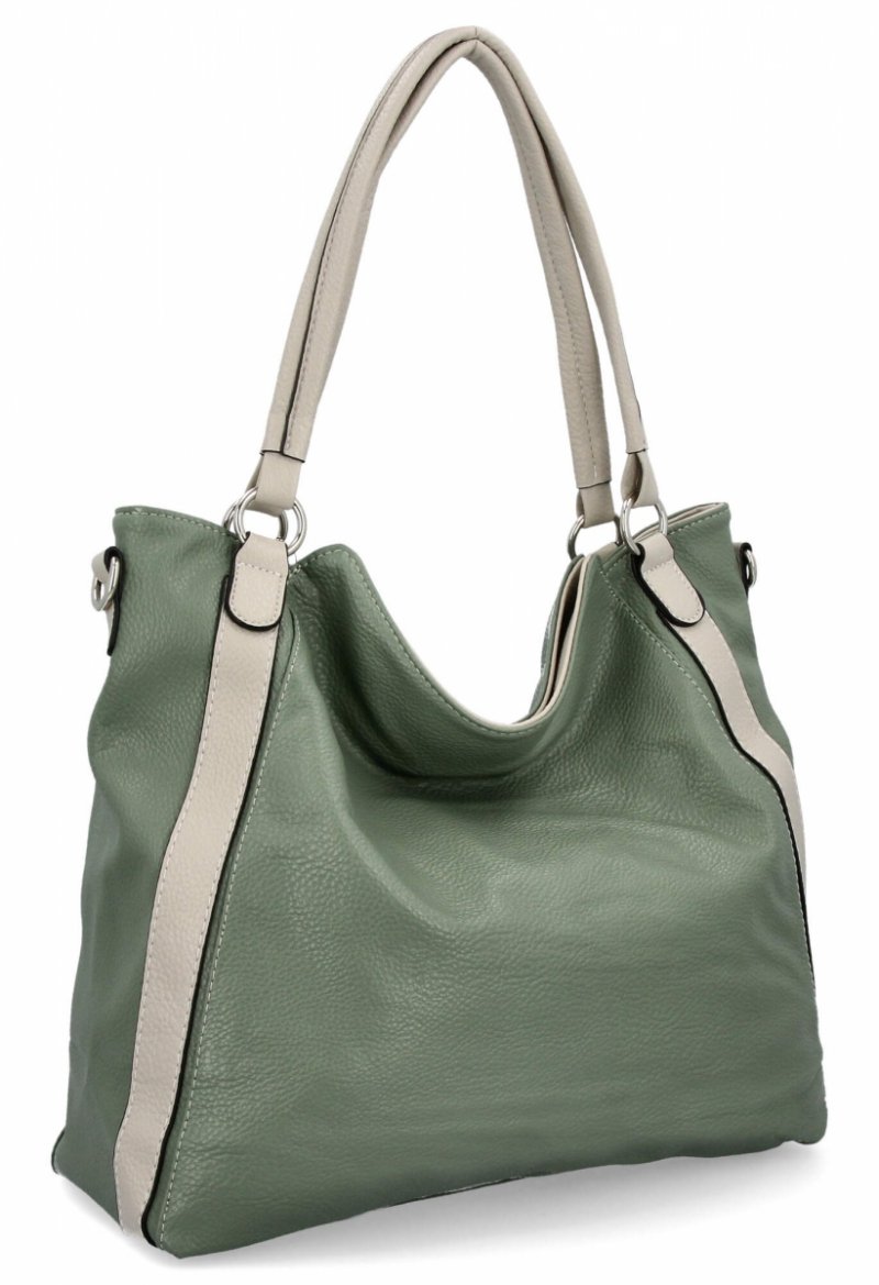 Torebka Damska Shopper Bag XL firmy Hernan HB0337 Jasno Zielona/Beżowa