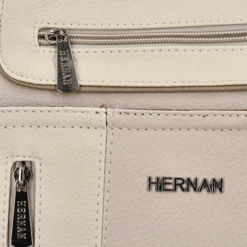Dwukomorowa Torebka Damska Shopper Bag firmy Hernan Beżowa