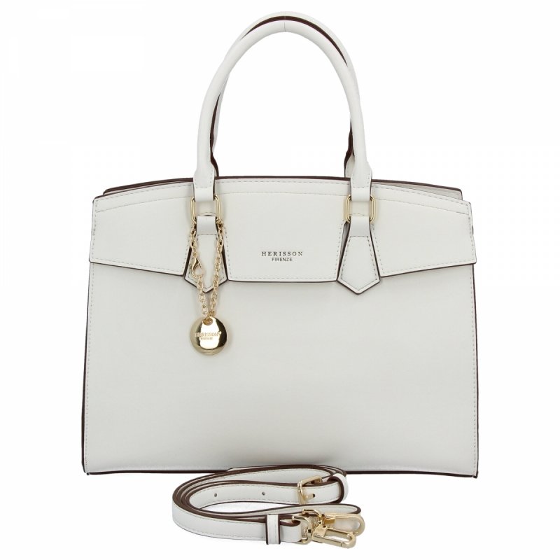 Torebka Damska Elegancki Kuferek 3 Komory firmy Herisson Biała