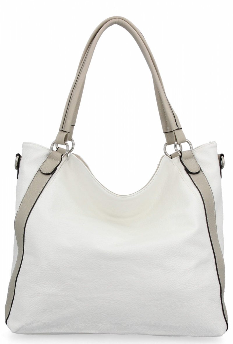 Duża Torebka Damska Shopper Bag firmy Hernan Biała/Jasno Szara
