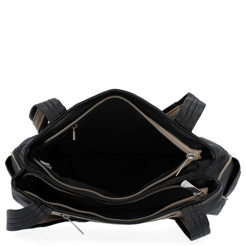 Torebka Shopper Bag firmy Hernan Czarna/Ciemny Beż