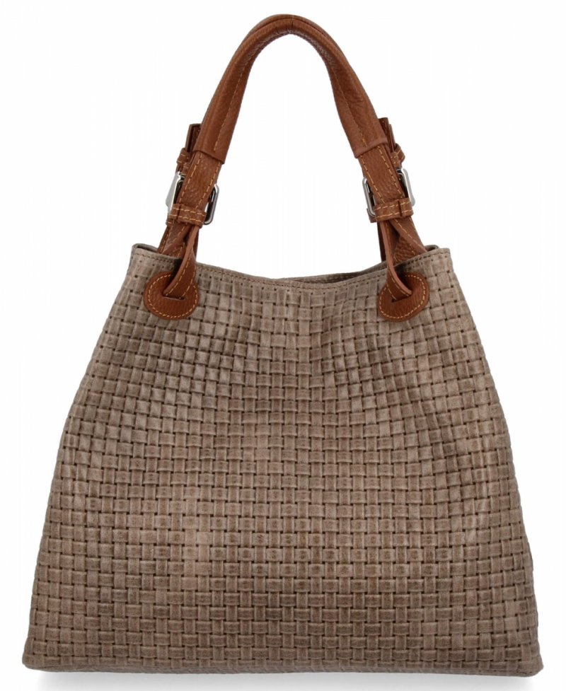 Stylowa Torebka Skórzana Shopper Bag Ziemista