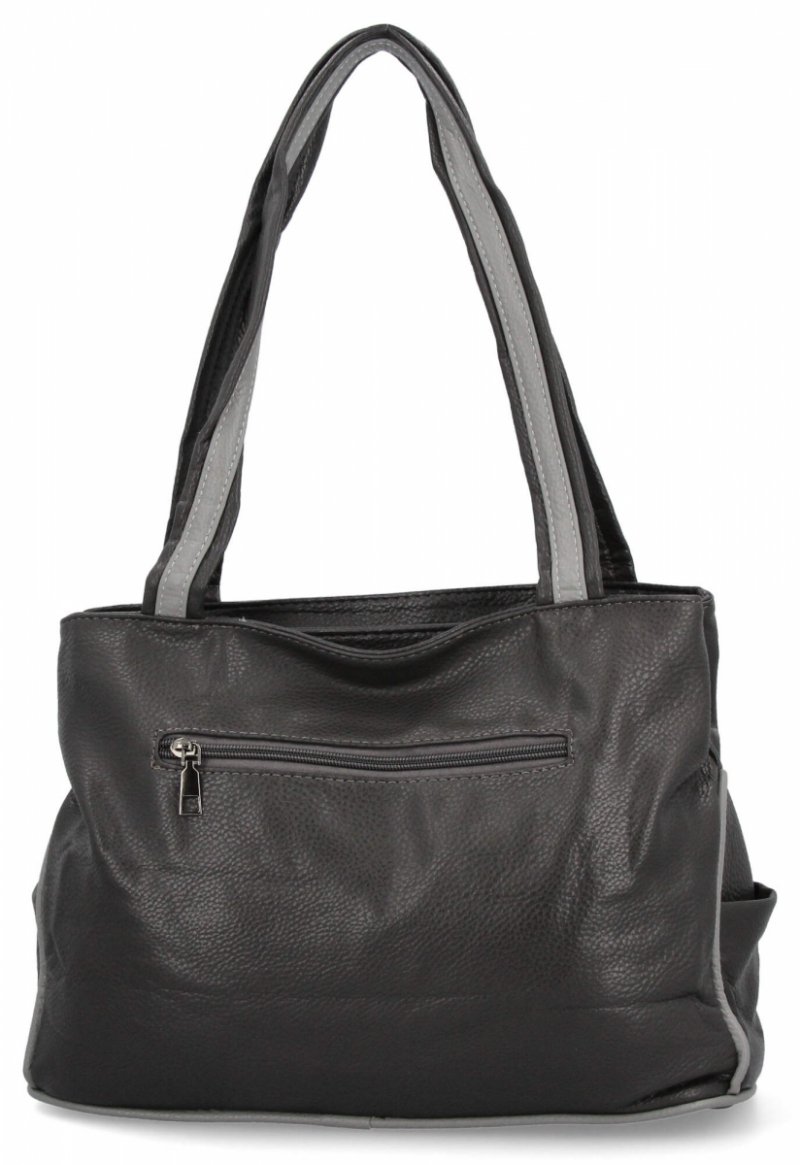 Dwukomorowa Torebka Damska Shopper Bag firmy Hernan Szara/Jasno Szara