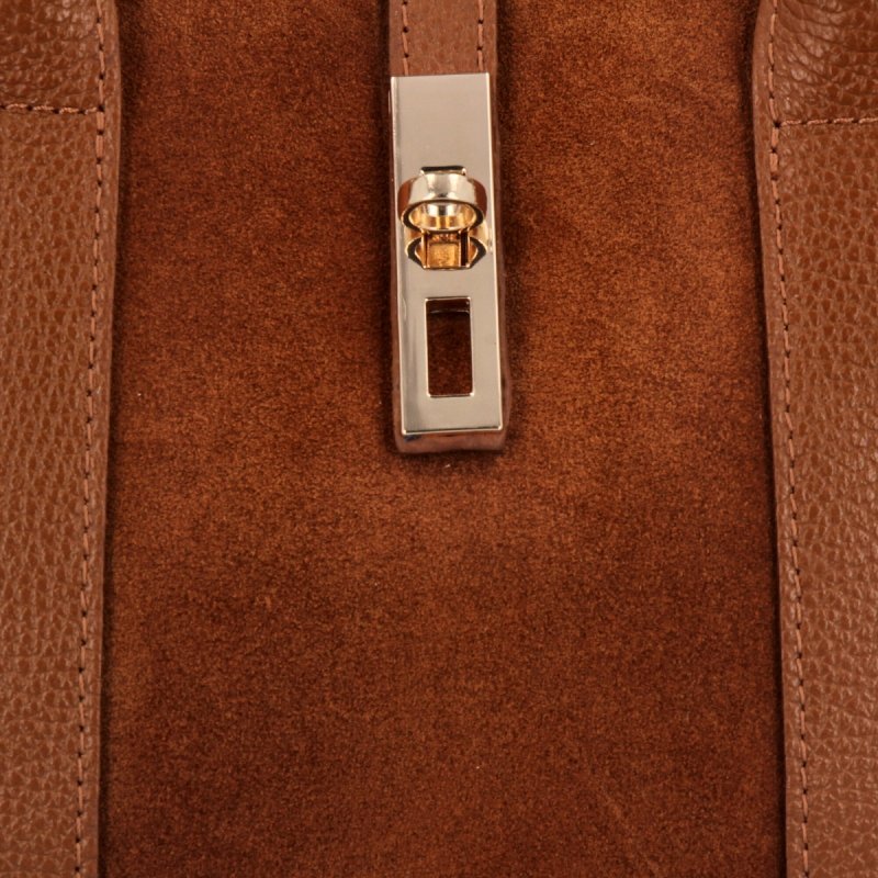 Torebka Skórzana Elegancki Kuferek Ruda