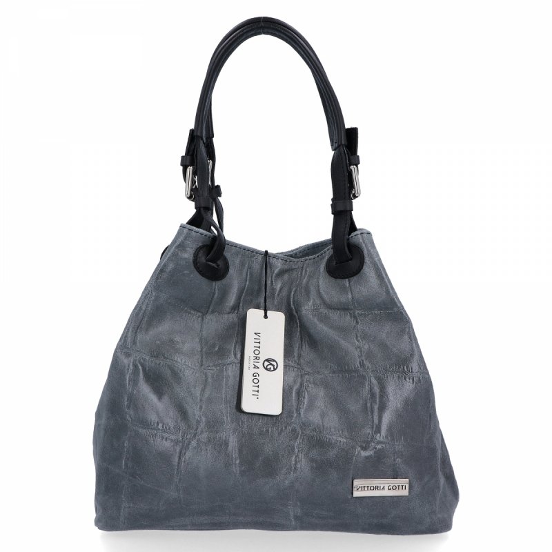 Torebka Skórzana Shopper Bag VITTORIA GOTTI Indygo
