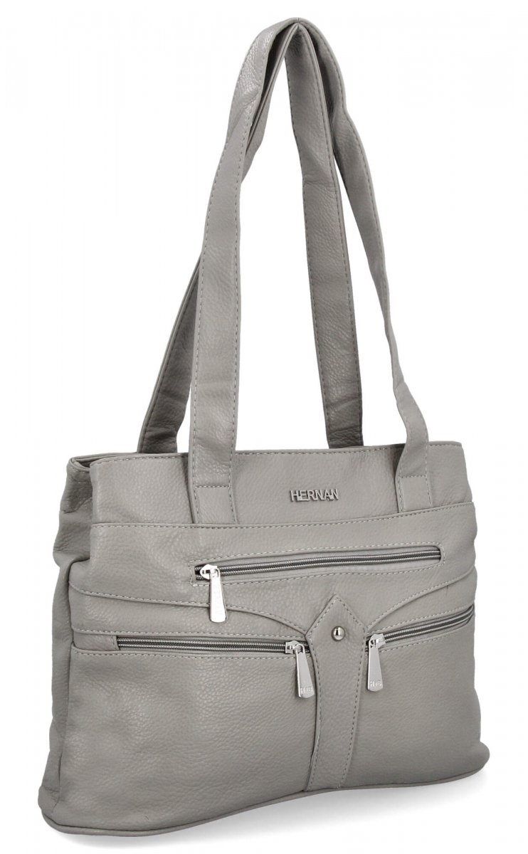 Torebka Damska typu Shopper Bag firmy Hernan Jasno Szara