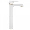 REA - Bateria umywalkowa BLOOM White-Gold/Biało-Złota wysoka