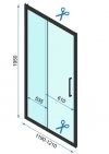 REA - Kabina Prysznicowa Przyścienna RAPID SLIDE Black-Czarna  /drzwi 120 + ścianka 100 x2 + ramię x2/