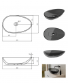BESCO Umywalka nablatowa Neya Carbon Grey + maskownica czarny matt #UMN-60-CGB