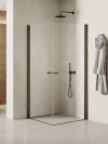NEW TRENDY Kabina prysznicowa NEW SOLEO GUNMETAL BRUSHED 2D prostokątna U 80x80x195 szkło czyste 6mm Active Shield - wahadłowe K-2177