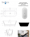 BESCO Wanna wolnostojąca Deeva Matt B&W 180 + maskownica odpływu gun metal #WWA-180DMBM