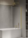 NEW TRENDY Parawan nawannowy NEW SOLEO LIGHT GOLD stały U 50x140 szkło czyste 6mm Active Shield - wsp. prostopadły P-0114-WP