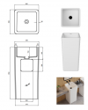 BESCO Umywalka wolnostojąca matowa 40x40x85 Aygo + syfon chrom #UAS-A-WO