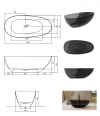 BESCO Wanna wolnostojąca 160x75 Xara Carbon Grey 160 maskownica biała #WAX-160-CGW
