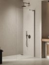 NEW TRENDY Kabina prysznicowa NESTA GUNMETAL BRUSHED WALK-IN U 80x200 szkło czyste 8mm Active Shield 2.0 - WSPORNIK KĄTOWY K-1755-WL