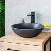 LAVEO Umywalka nablatowa granitowa AMBER CZARNA VGR1721T