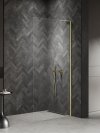 NEW TRENDY Kabina prysznicowa NESTA LIGHT GOLD WALK-IN U 110x200 szkło czyste 8mm Active Shield 2.0 - WSPORNIK KĄTOWY K-1734-WL
