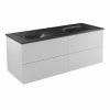 BESCO Szafka Akya Classic Biały Połysk 131 z umywalką gun metal + klik-klak biały #KAC-131-GMW
