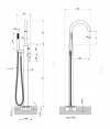 OMNIRES bateria wannowa wolnostojąca 96cm mosiądz szczotkowany Y1233-SBSB