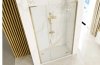 REA - Drzwi prysznicowe składane, łamane HUGO 120 Gold Brush / Złote Szczotkowane + listwa magnetyczna wymagana do montażu we wnęce