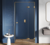 NEW TRENDY Drzwi wnękowe AVEXA GOLD BRUSHED 1D L 100x200 szkło czyste 6mm Active Shield 2.0 złoto szczotkowane EXK-1718