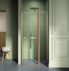 NEW TRENDY Drzwi wnękowe NEW SOLEO COPPER BRUSHED 1D U 100x195 szkło czyste 6mm Active Shield - z elementem stałym D-0522A