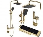 REA - Zestaw Natryskowy z Termostatem i wylewką ROB Gold Brush / Złoty Szczotkowany