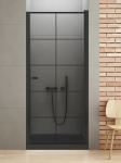 NEW TRENDY Drzwi wnękowe New Soleo Black 70x195, wahadłowe, pojedyncze, ze wzorem kratki D-0275A