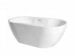BESCO Wanna akrylowa wolnostojąca Navia 160x80 + maskownica syfonu z przelewem czarna #WAS-160-NCZ