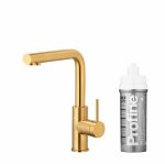 ARMATURA KRAKÓW KFA DUERO PURE BASIC bateria kuchenna z funkcją filtracji wody, GOLD + zestaw filtrujący PROFINE SILVER S 6623-914-31