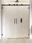 NEW TRENDY Drzwi wnękowe 160x200 Softi X Black, drzwi podwójne, przesuwne, typu soft close EXK-5372