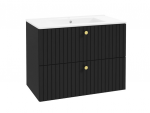 DEFTRANS szafka pod umywalkę z dwiema szufladami 80x60 Fuego D80 czarny mat 001-D-08012