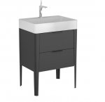 KROFAM - Szafka pod umywalkę VIBE 60cm, 2 szuflady, czarny  VI 6070-45Z-S