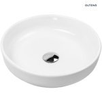 Oltens Fossa umywalka 40 cm nablatowa okrągła z powłoką SmartClean biała 40802000