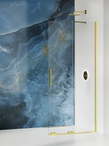 NEW TRENDY Kabina prysznicowa walk in Smart Light Gold, przesuwna, wspornik skośny 150x200 EXK-4300-WU